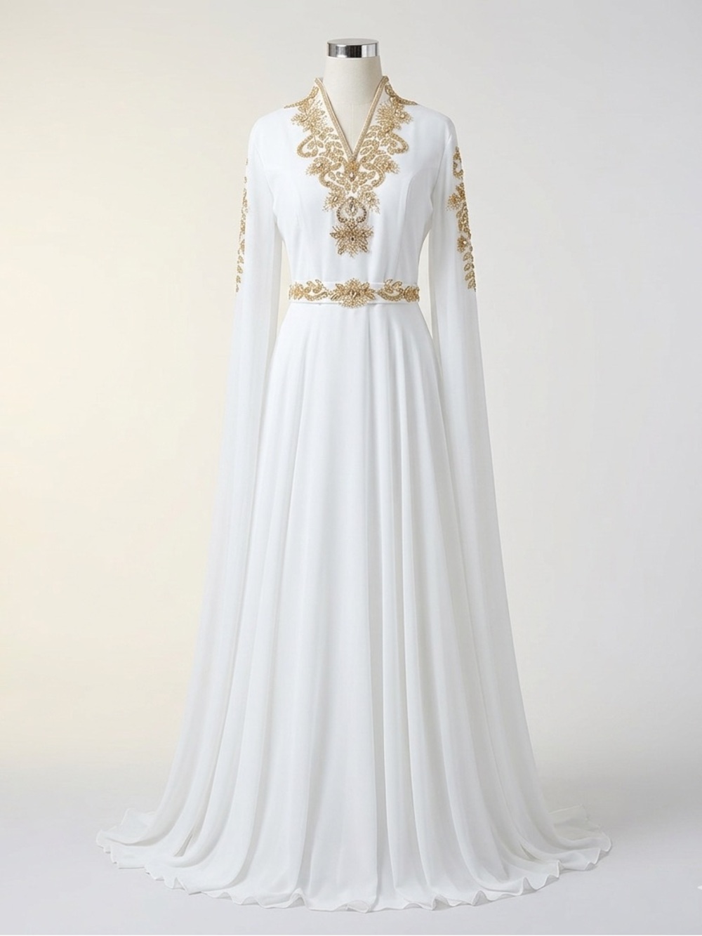 Bridal White Cape Style Gown